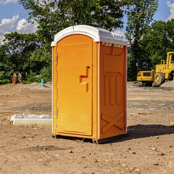 how often are the portable restrooms cleaned and serviced during a rental period in Moulton Iowa